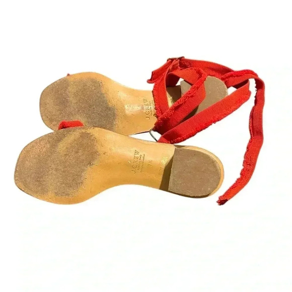 J. Crew Fringed Grosgrain Ribbon Block-Heel Sandals – Size 7.5 - Picture 6 of 6